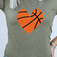 Distressed Basketball Hearts Sports Graphic Tee