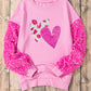 Valentine’s Day Sequin Heart Long Sleeve Sweatshirt