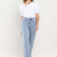 High Rise Distressed Hem Crop Dad Jeans