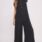 TEXTURED SHORT SLEEVE JUMPSUIT