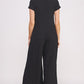 TEXTURED SHORT SLEEVE JUMPSUIT