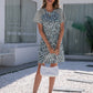 Ivy Lane Leopard Round Neck Short Sleeve Mini Dress