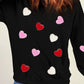 Valentine's Day Contrast Heart Long Sleeve Sweatshirt