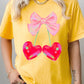 Cherry Pink Bow Graphic Heavyweight T Shirts