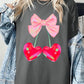 Cherry Pink Bow Graphic Heavyweight T Shirts