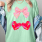 Cherry Pink Bow Graphic Heavyweight T Shirts