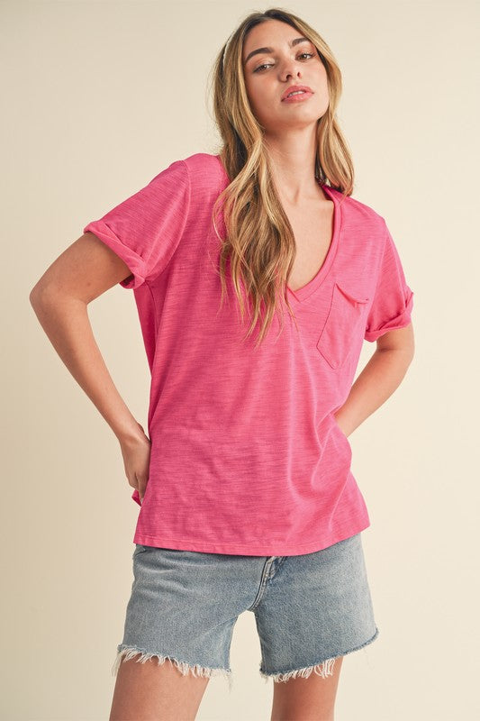 Zoie V-Neck Short Sleeve Top