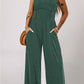 Cinched Waist Sleeveless Wide Leg Jumpsuit