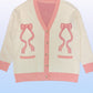 Varsity knit bow cardigan