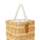 Wooden Bucket Shape Bag with Pearl Handle