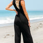 Women Cinched Waist Sleeveless Wide Leg Jumpsuit