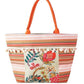 Various Flower and Tassel Beaded Tote Bag