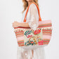 Various Flower and Tassel Beaded Tote Bag