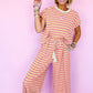 Women Tee Tasseled String Wide Leg Pants Set