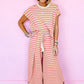 Women Tee Tasseled String Wide Leg Pants Set