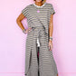 Women Tee Tasseled String Wide Leg Pants Set