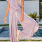 Women Tee Tasseled String Wide Leg Pants Set