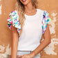 Women Voluminous Printed Puff Sleeve Textured Top