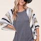 WAFFLE STRIPE MIX KIMONO TOP