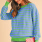 Stripe Round Neck Drop Shoulder Loose Sweater