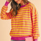 Stripe Round Neck Drop Shoulder Loose Sweater