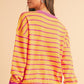 Stripe Round Neck Drop Shoulder Loose Sweater