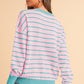 Stripe Round Neck Drop Shoulder Loose Sweater