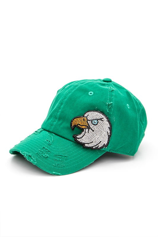 Rhinestone Eagle 3D Distressed Cotton Cap