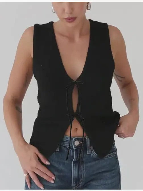 Tie front tank top