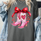 Valentine Cowgirl Boots Graphic Heavy Cotton Tee