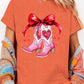 Valentine Cowgirl Boots Graphic Heavy Cotton Tee