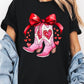 Valentine Cowgirl Boots Graphic Heavy Cotton Tee