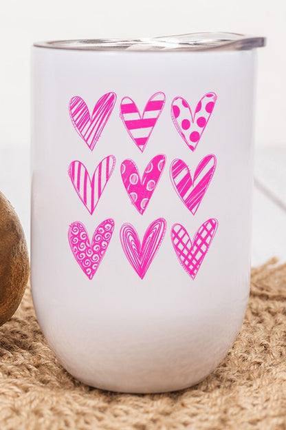 Valentine's Day Pink Heart Block Wine Cup