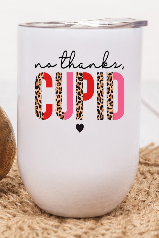 Valentine's Day Leopard No Thanks Cupid Wine Cup