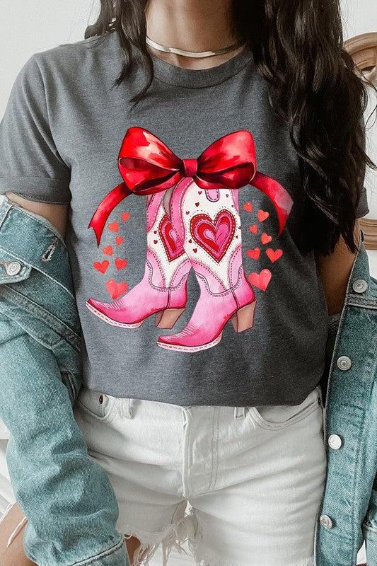 Valentine Cowgirl Boots Graphic Plus Tee