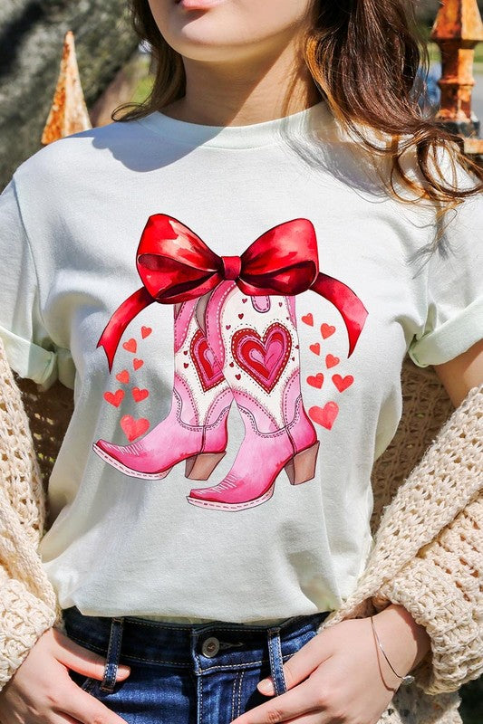 Valentine Cowgirl Boots Graphic Plus Tee