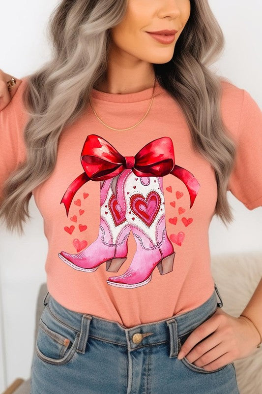 Valentine Cowgirl Boots Graphic Plus Tee