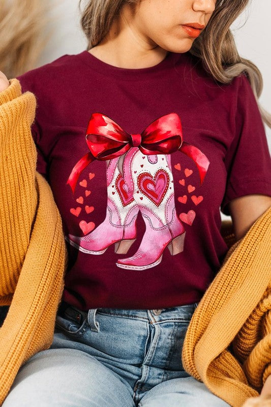 Valentine Cowgirl Boots Graphic Plus Tee