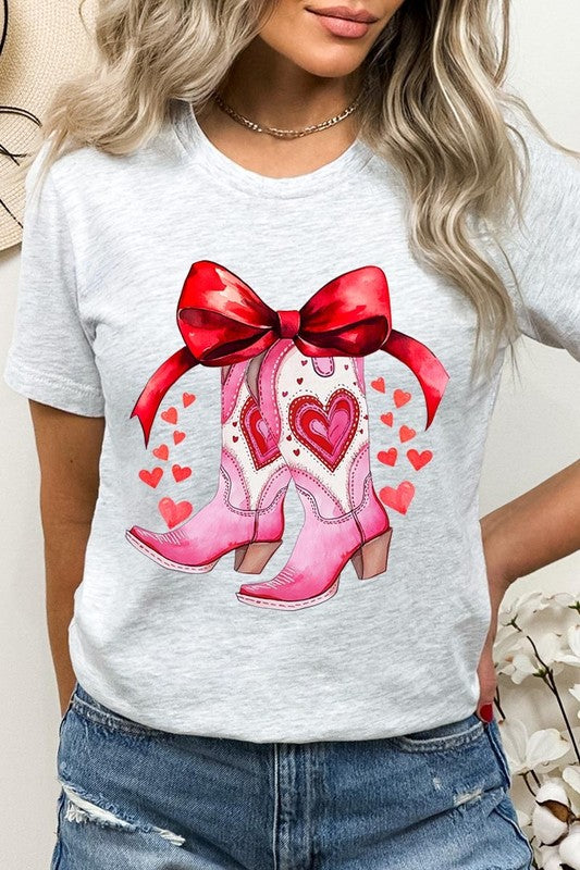 Valentine Cowgirl Boots Graphic Plus Tee