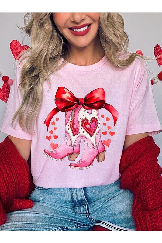 Valentine Cowgirl Boots Graphic Plus Tee