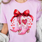 Valentine Cowgirl Boots Graphic Plus Tee