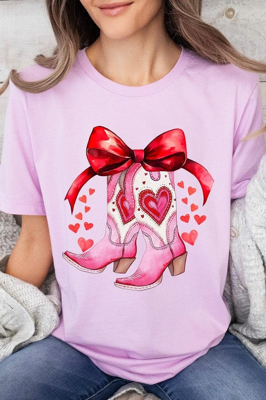 Valentine Cowgirl Boots Graphic Plus Tee