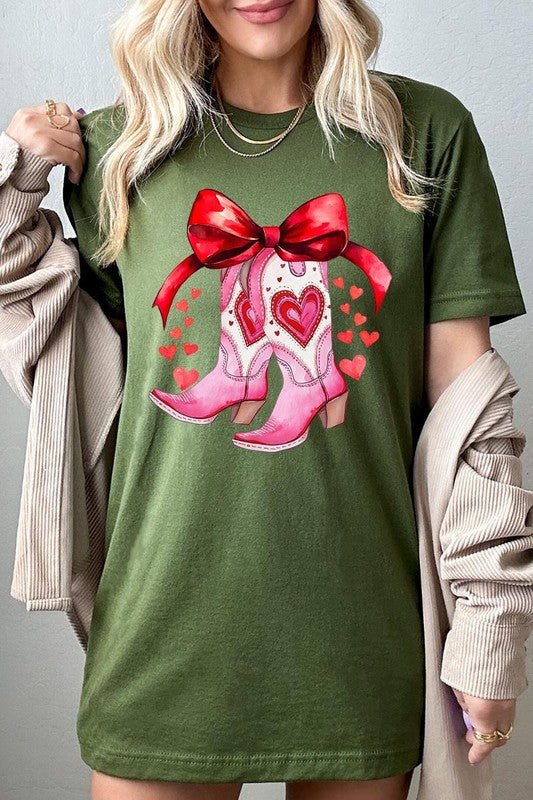 Valentine Cowgirl Boots Graphic Plus Tee