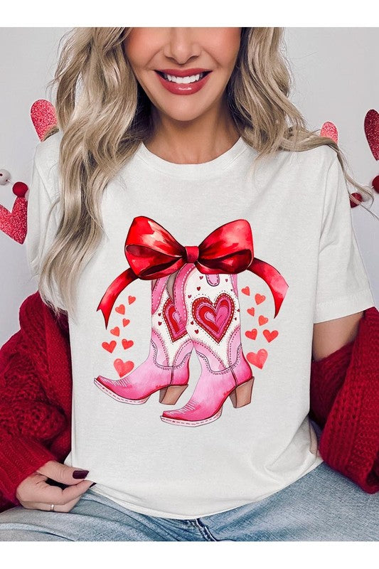 Valentine Cowgirl Boots Graphic Plus Tee