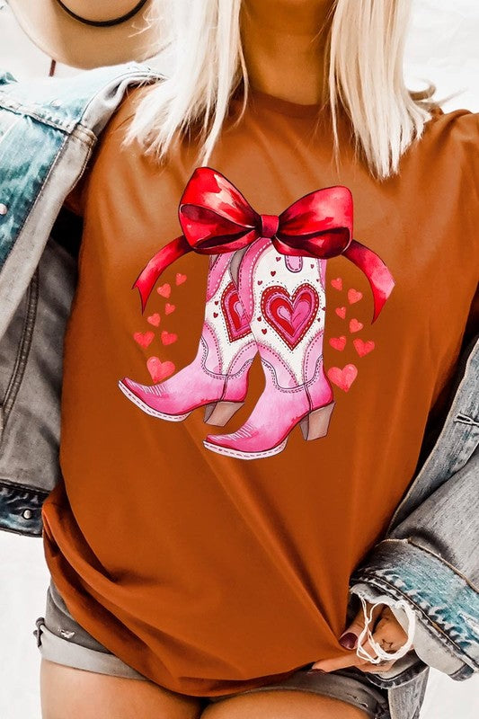 Valentine Cowgirl Boots Graphic Plus Tee