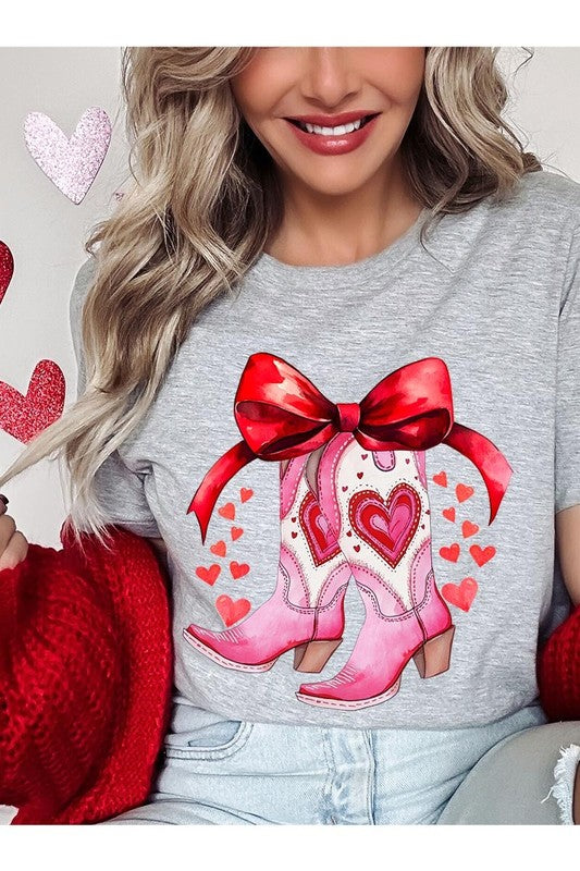 Valentine Cowgirl Boots Graphic Plus Tee