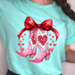 Valentine Cowgirl Boots Graphic Plus Tee