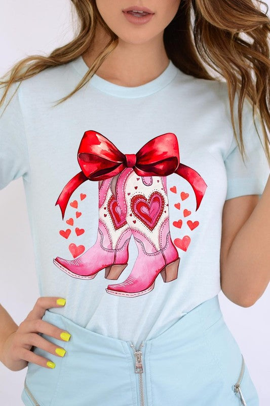 Valentine Cowgirl Boots Graphic Plus Tee