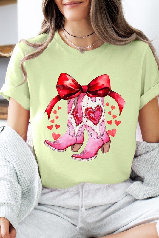 Valentine Cowgirl Boots Graphic Plus Tee