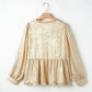 Women Metallic Frilled Puff Sleeve Babydoll Blouse